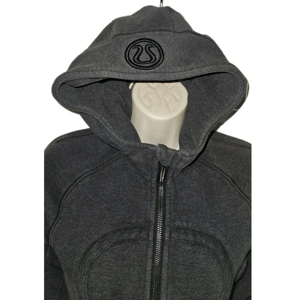 Lululemon Scuba Nice Asana Hoodie Jacket Womens Sz 4 Full Zip Charcol‎ Gray Flaw